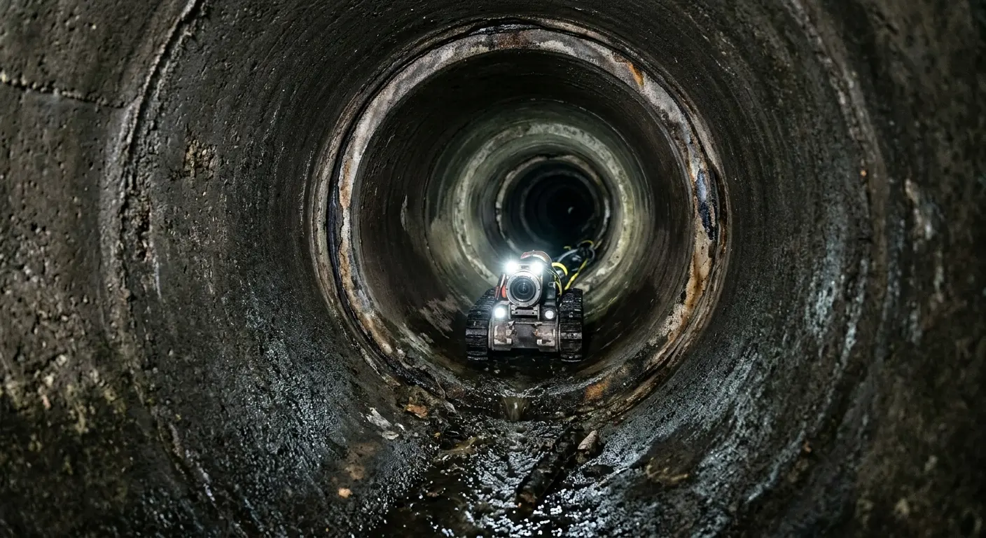 Robotic sewer camera inspecting pipe interior for Sewer Line Repair in White City