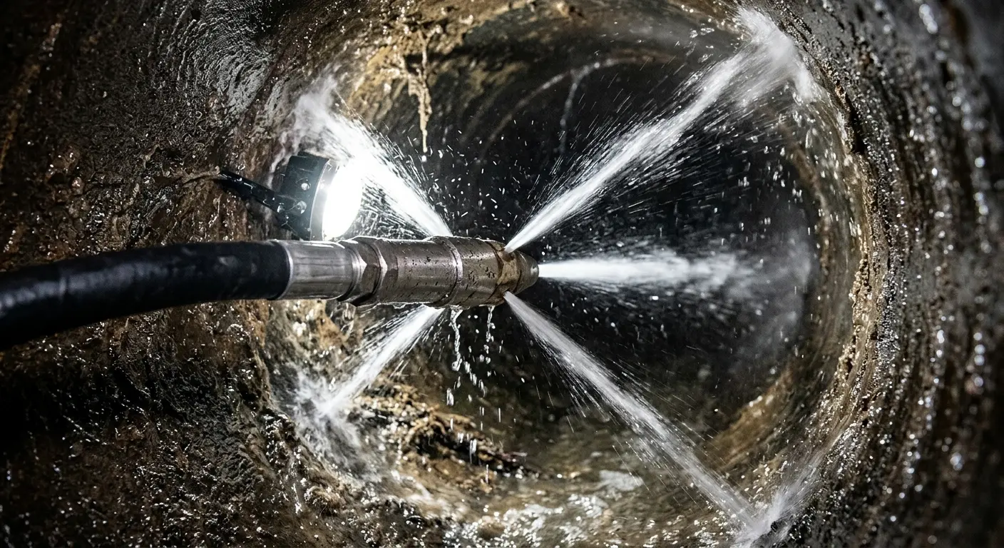 High-pressure hydro jetting nozzle cleaning sewer pipe for Storm Drain Cleaning in White City